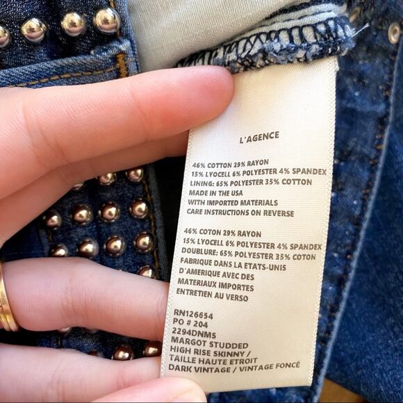 L’AGENCE Margot Studded High Rise Skinny Jeans - Picture 7 of 9